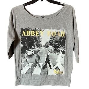 The Beatles Abbey Road Graphic Band Tee Gray Raglan 3/4 Sleeve S